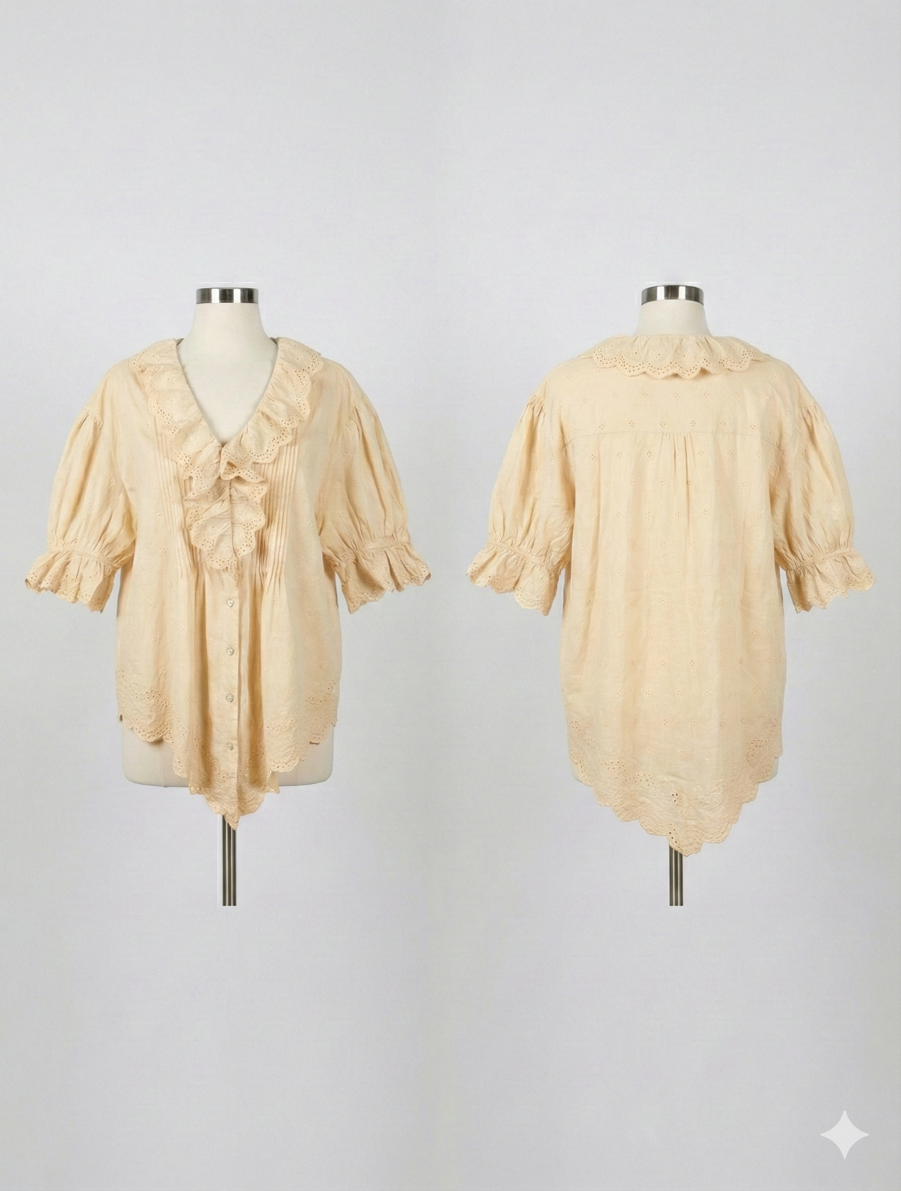 A Rare Bird Eyelet Linen Cream Top