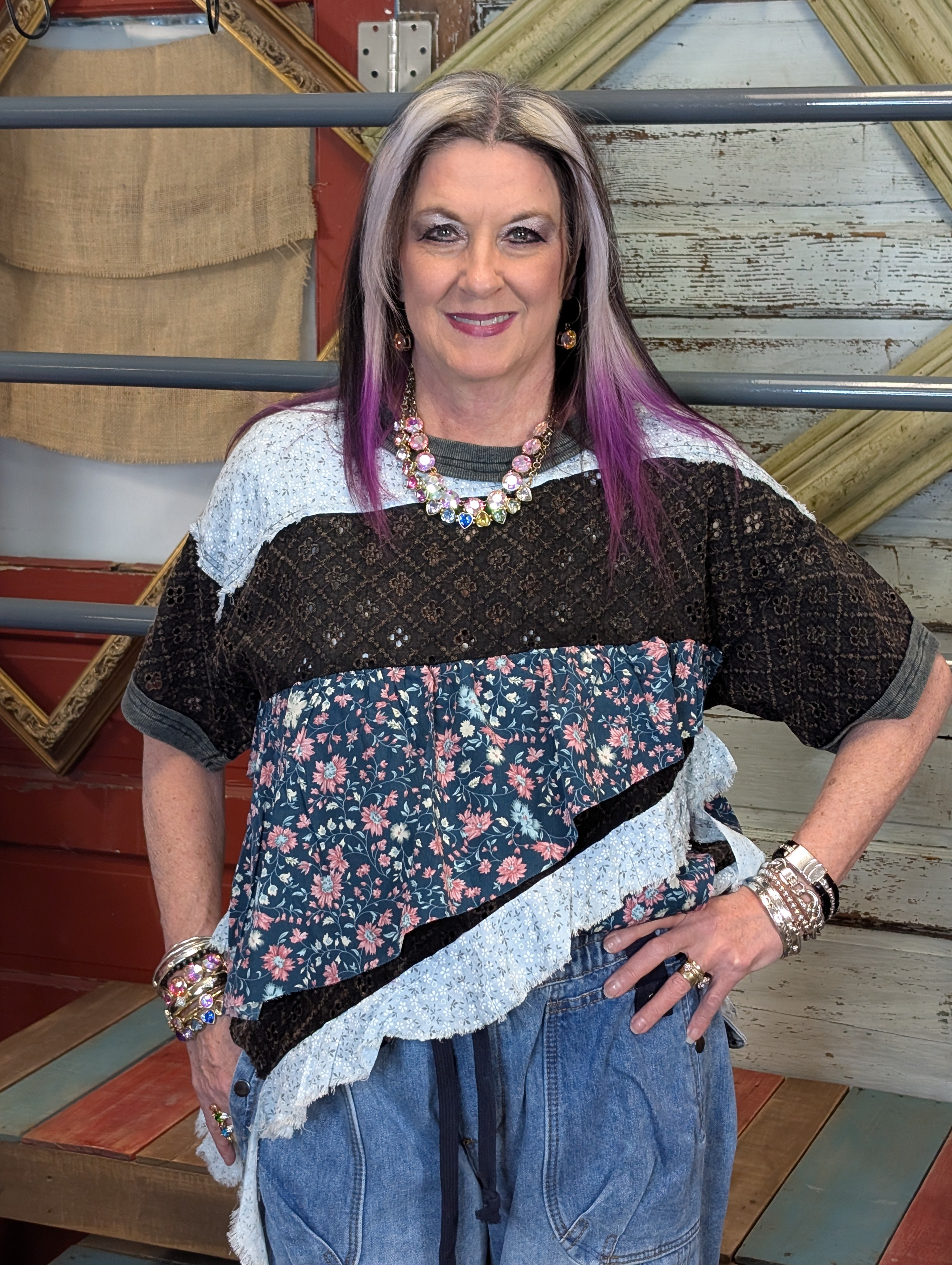 Oli and hali Washed Floral Top