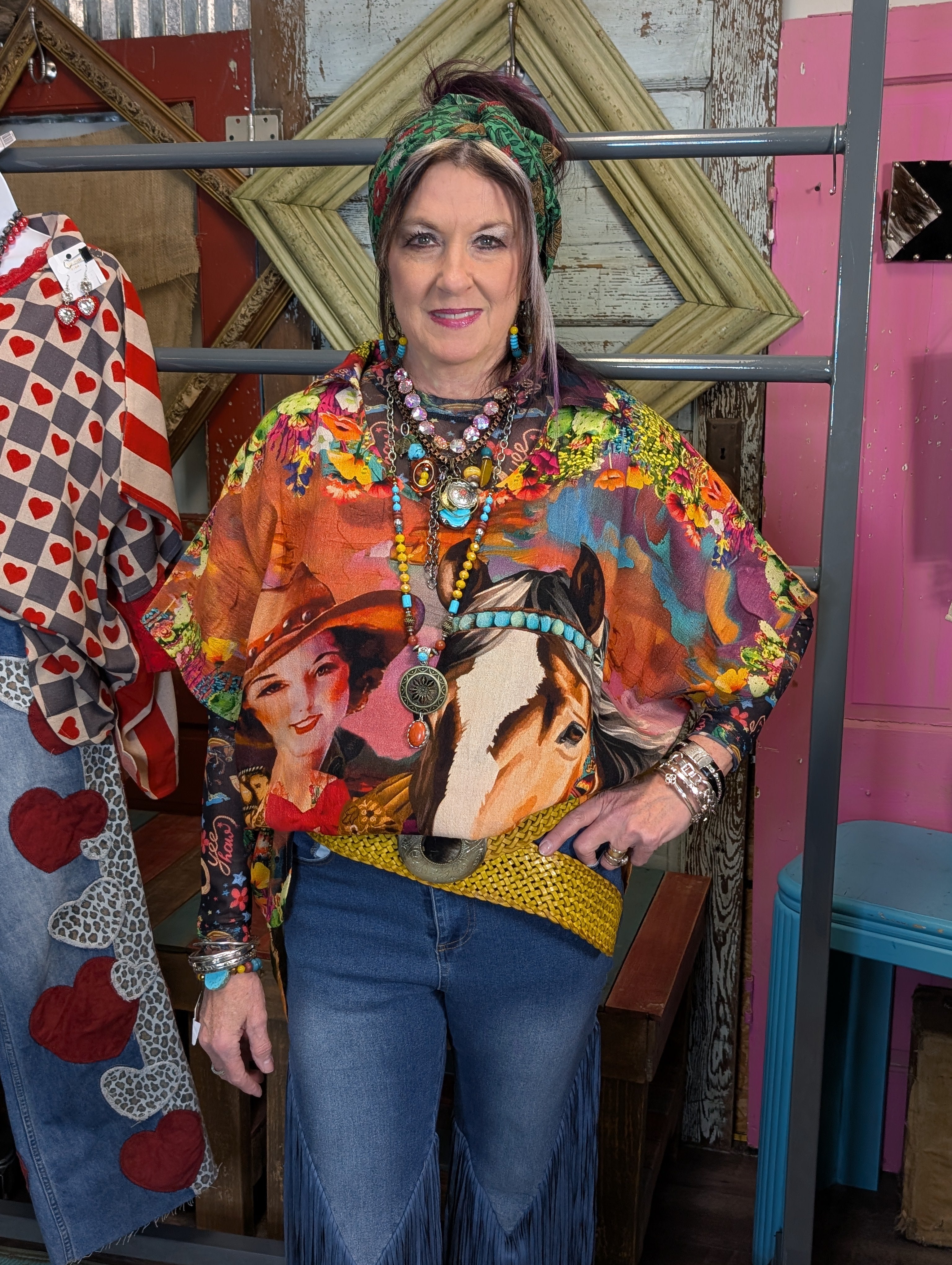 I Love Linen Cowgirl with Horse