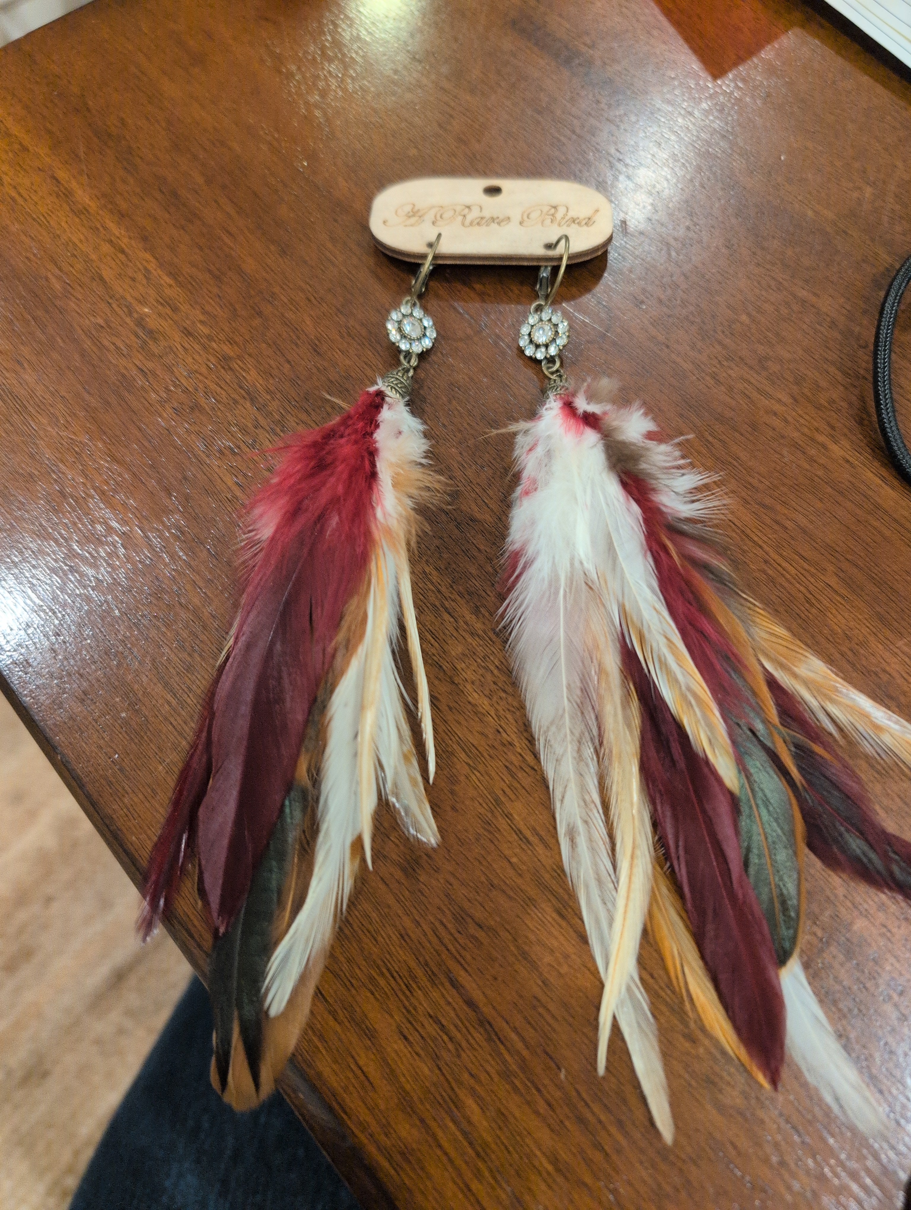 A Rare Bird Red Feather Earrings