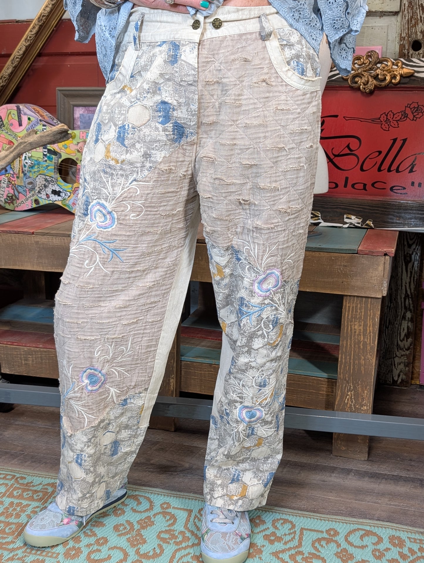Paper Lace Lilac Artistic patchwork Pants