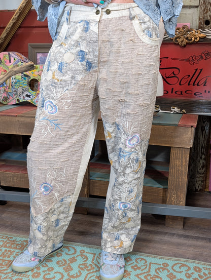 Paper Lace Lilac Artistic patchwork Pants