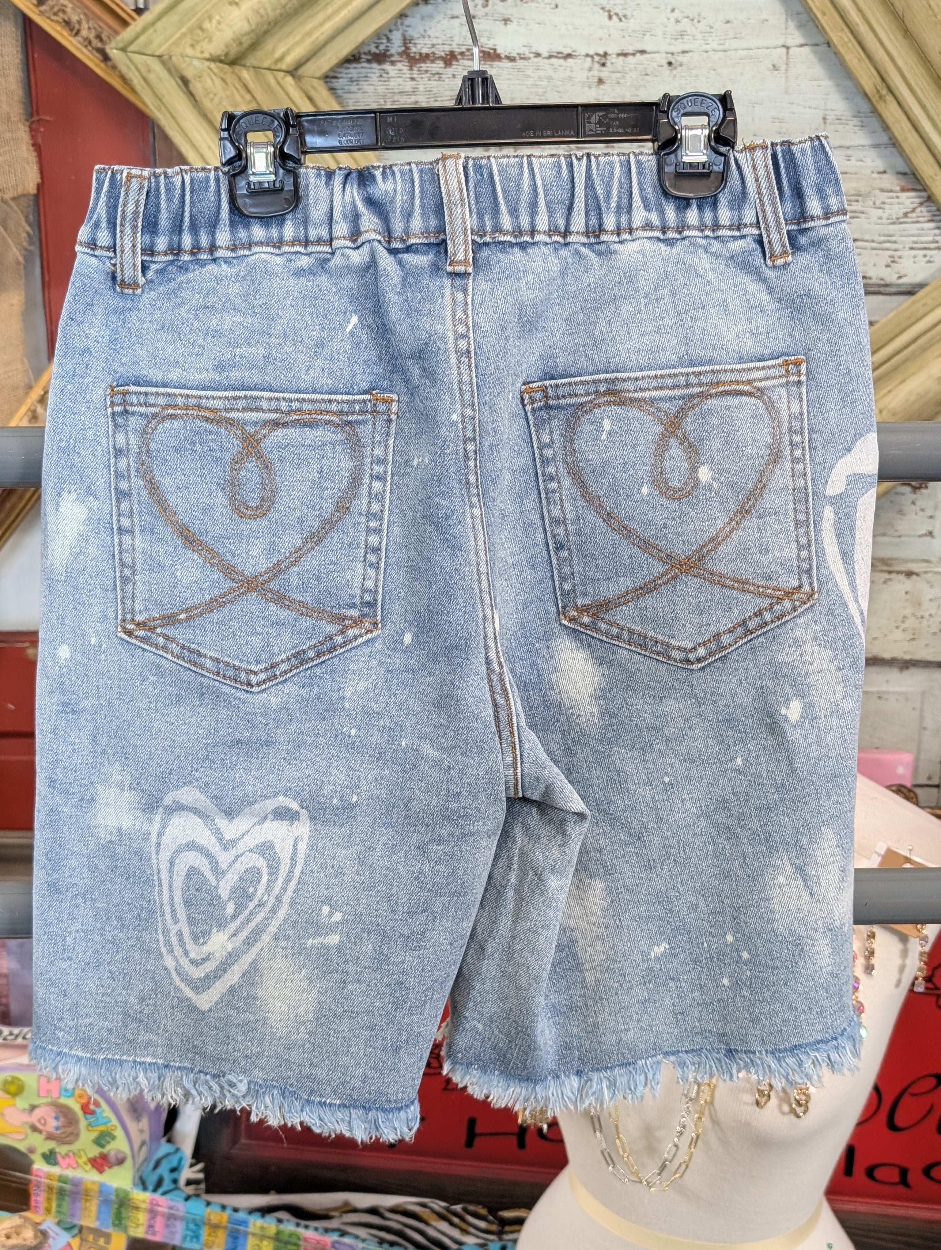 Oli and hali Bleached Heart Long Shorts