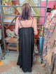I Love Linen Black Ruffle Slip Dress