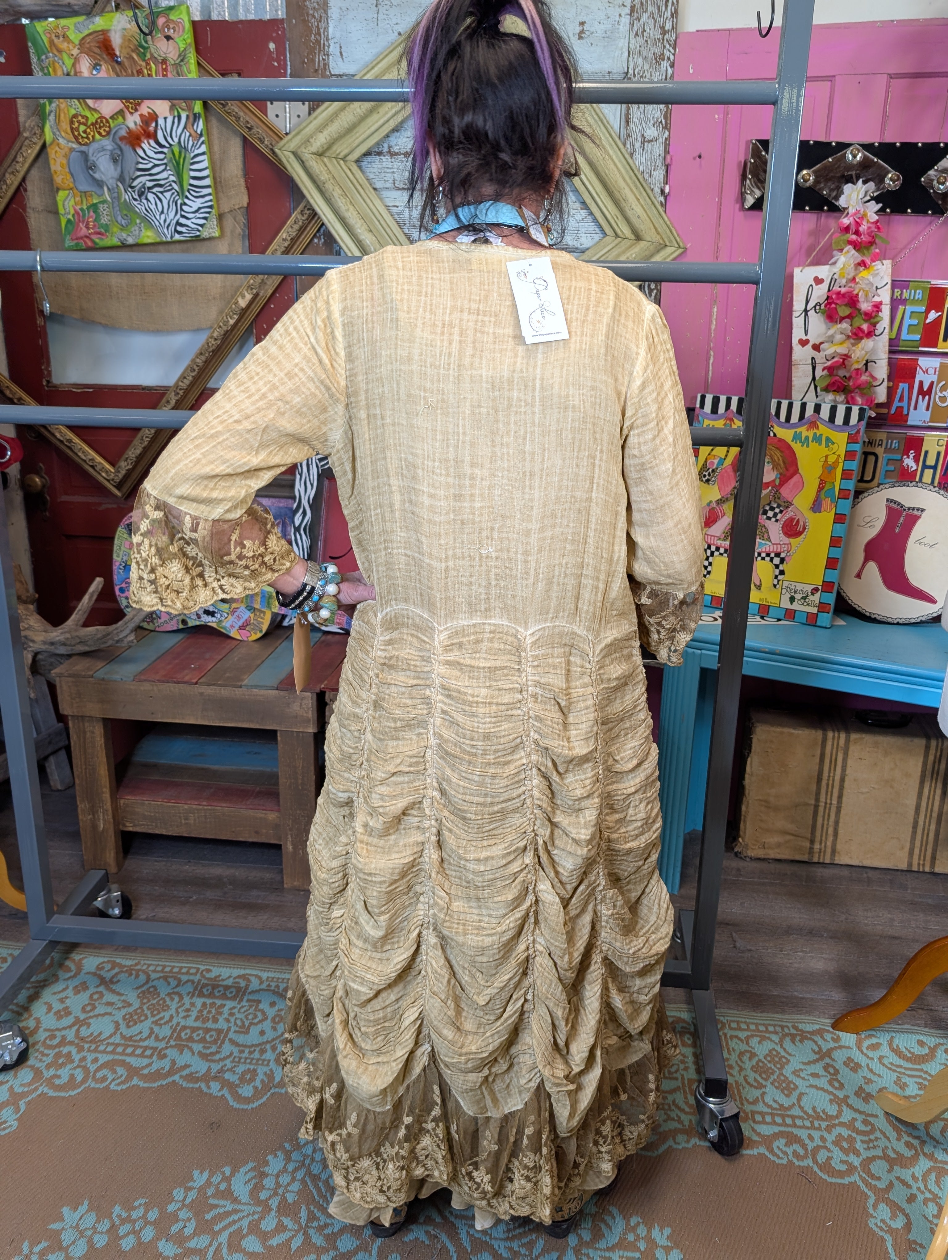 Paper Lace Victorian Rusching Dress