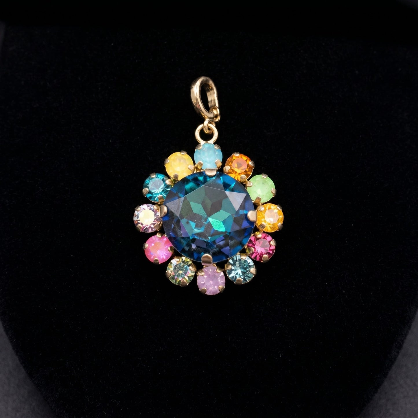 Gold Crystal Rounded Pendant