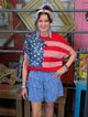 JHer Mineral Washed Ruffled  Mini Shorts