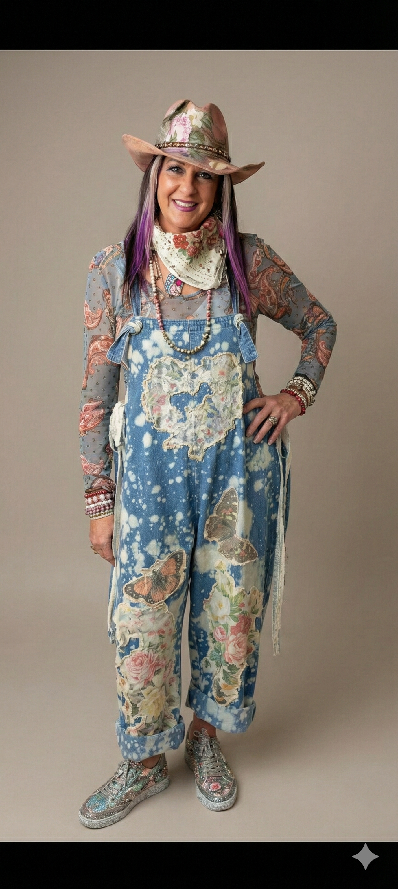 A rare bird Butterfly overalls