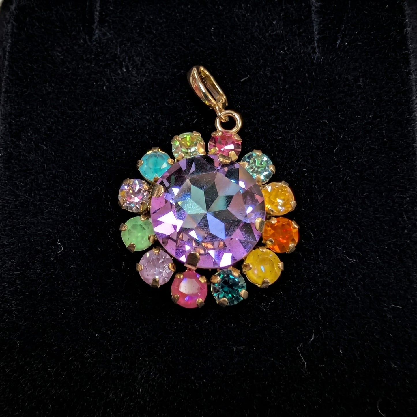 Gold Crystal Rounded Pendant