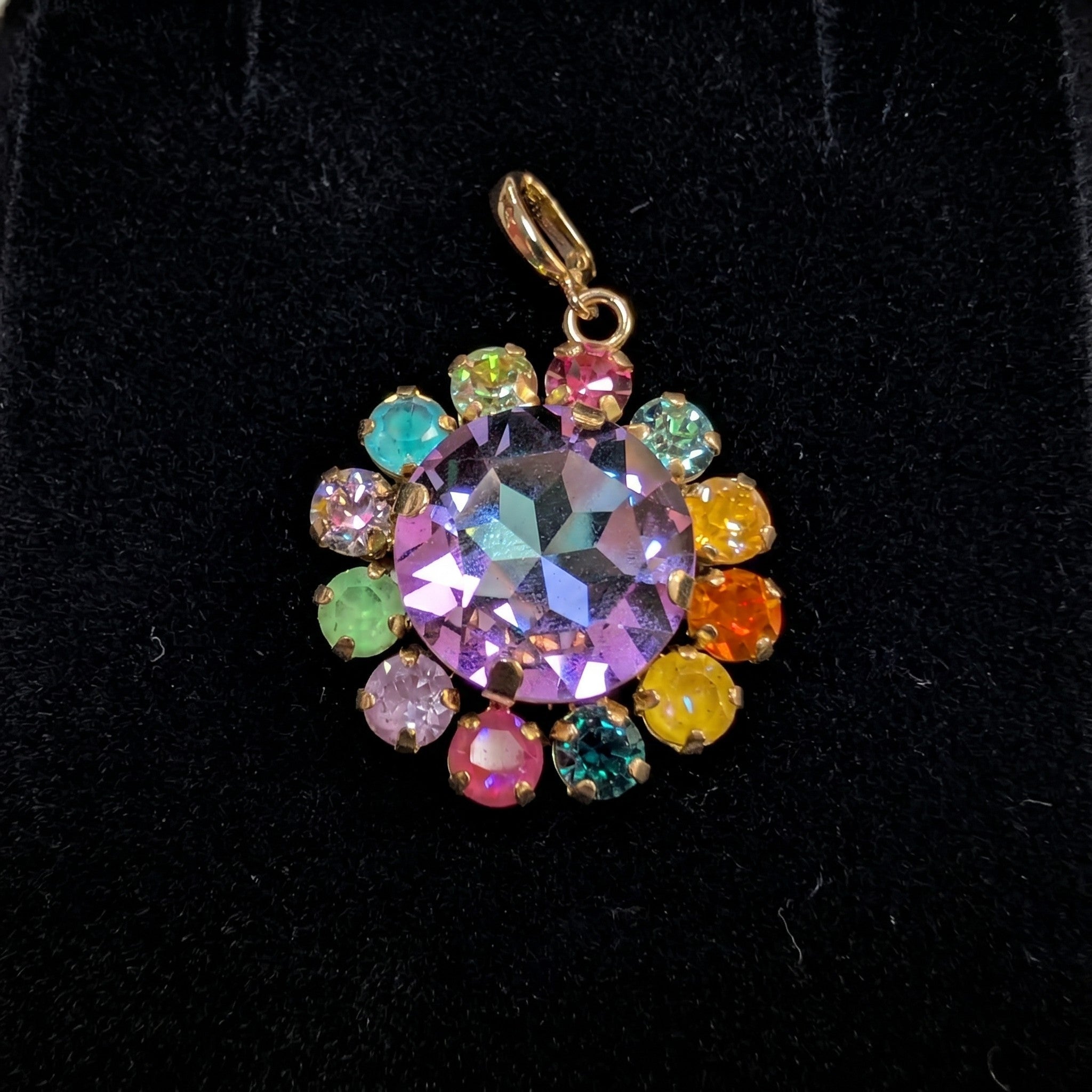 Gold Crystal Rounded Pendant