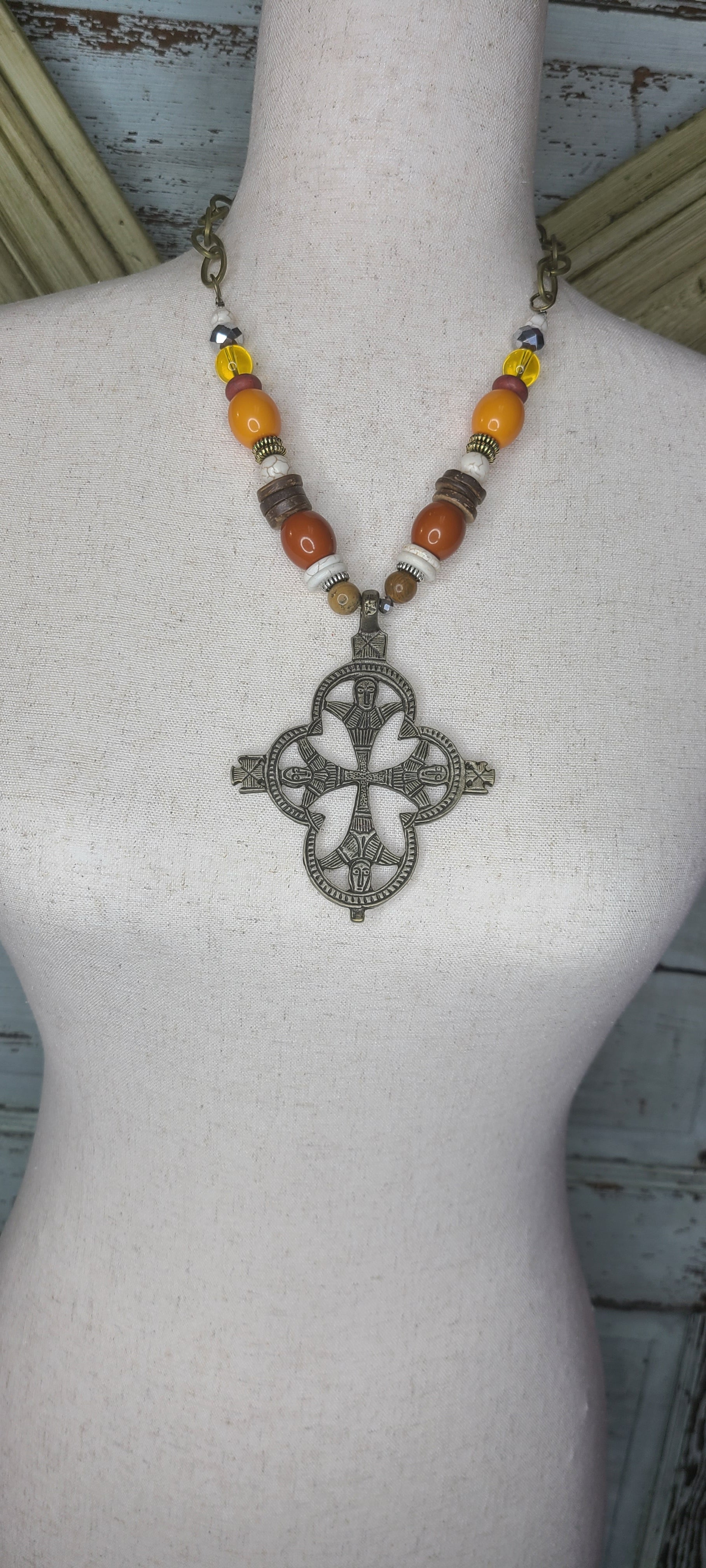 Lost&Found Orange yellow Cross Necklace