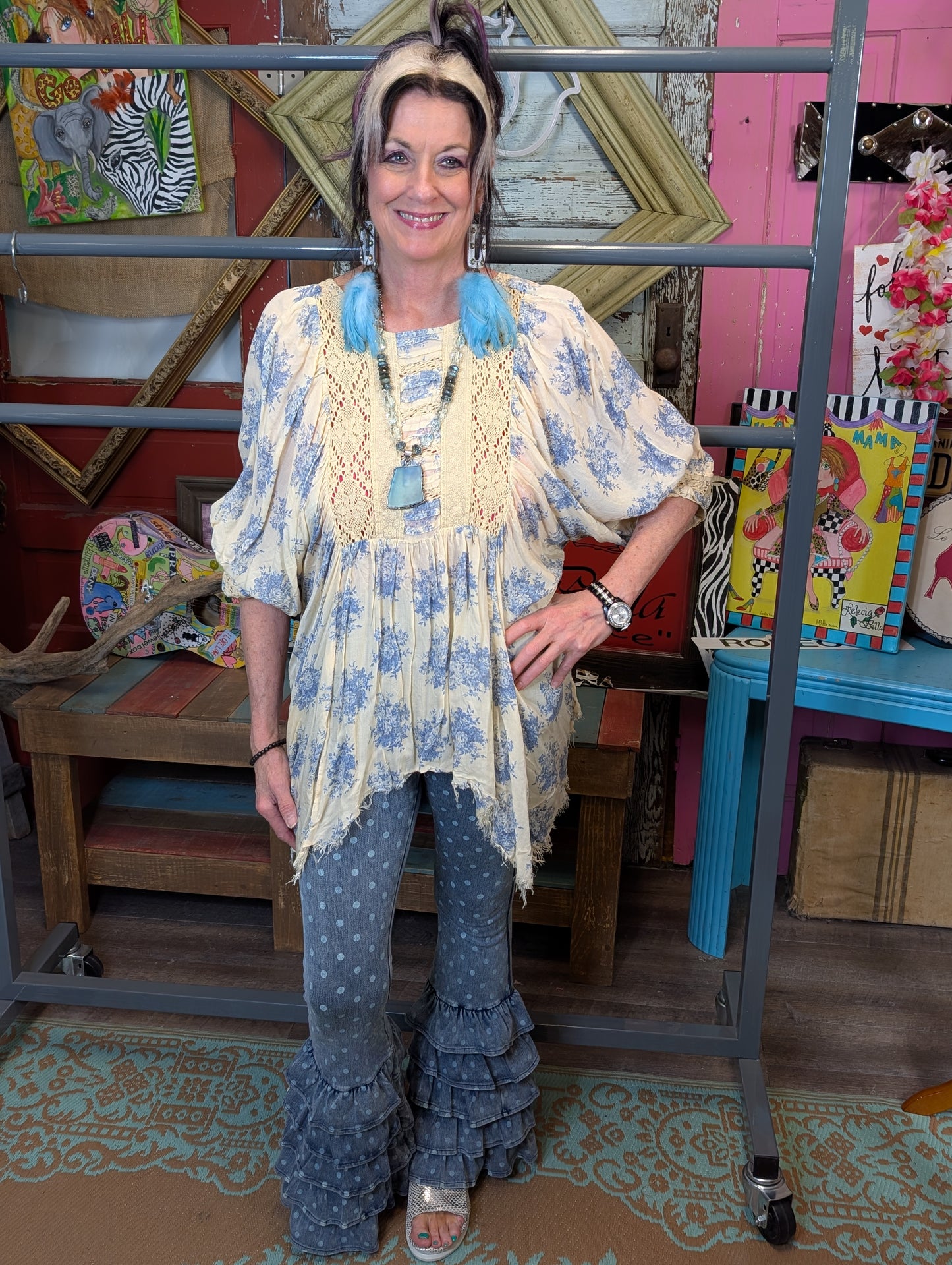 Rare Bird Blue Polka Dots Leggings