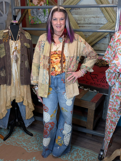 Oli and hali Embroidery Wide Leg Jeans