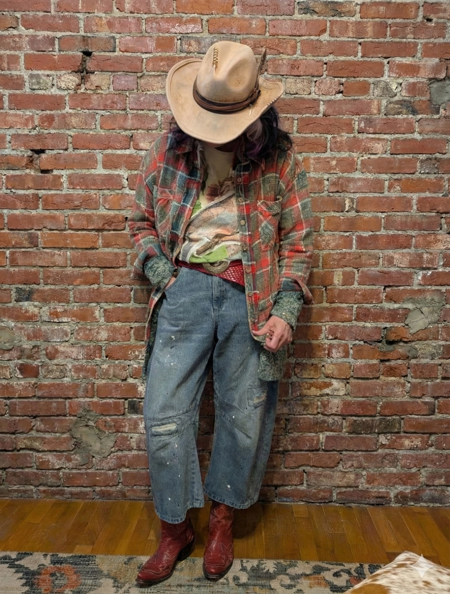 OLI AND HALI WASHED PLAIDS AND EMBROIDERED MESH MIX SHACKETS