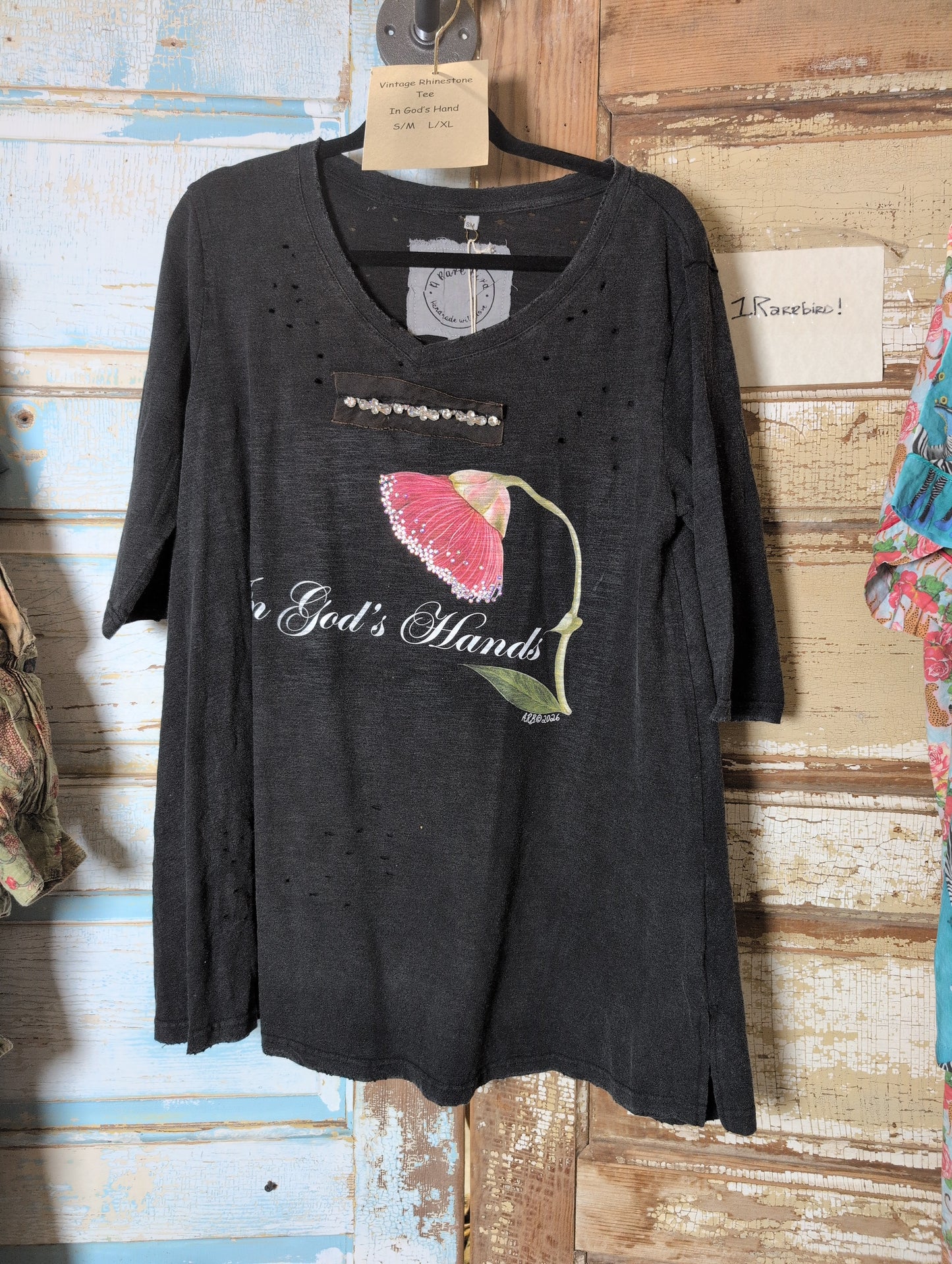 A rare bird in God's Hand  Vintage Rhinestone Tee