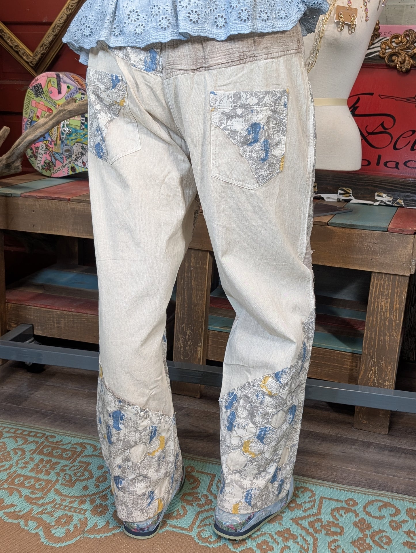 Paper Lace Lilac Artistic patchwork Pants