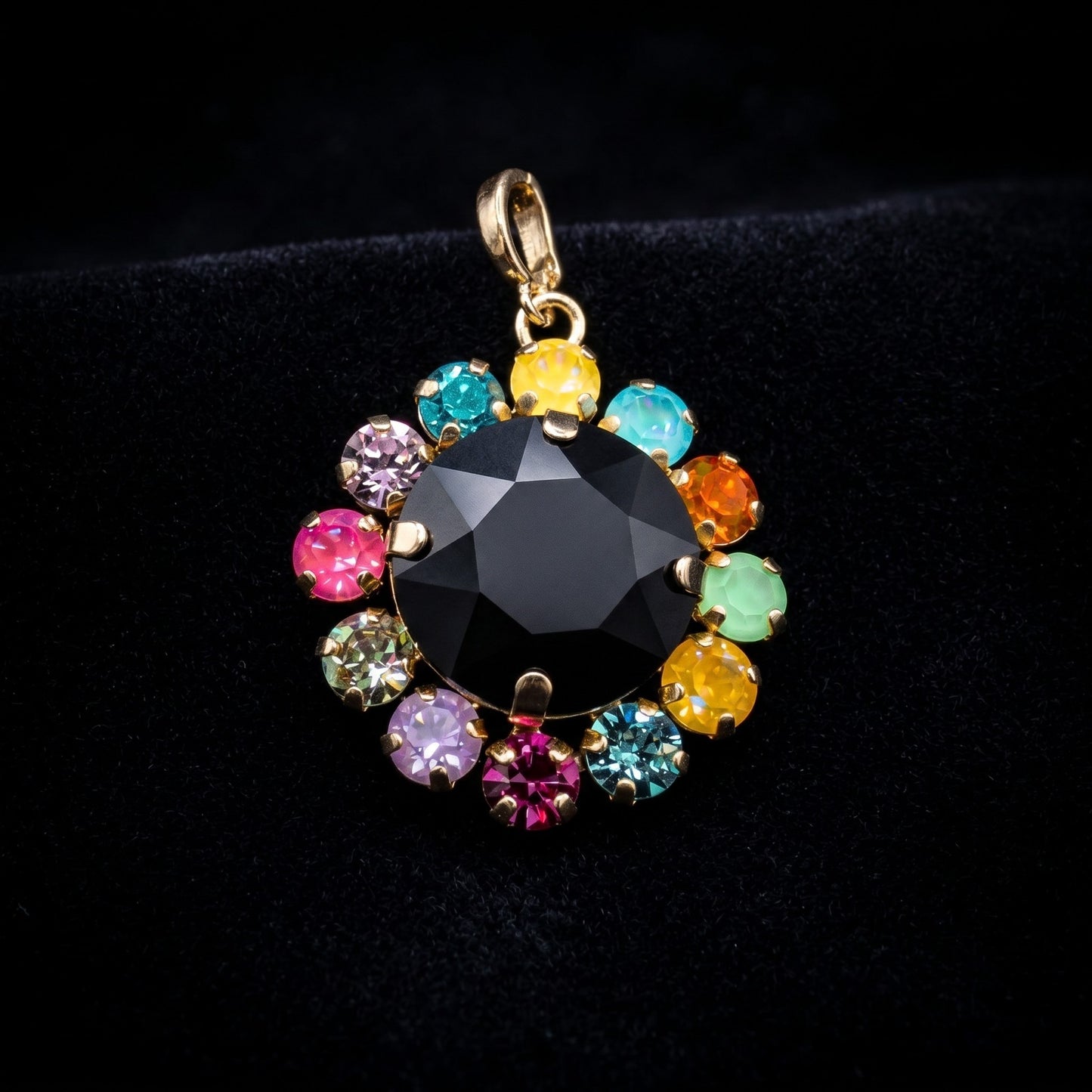 Gold Crystal Rounded Pendant