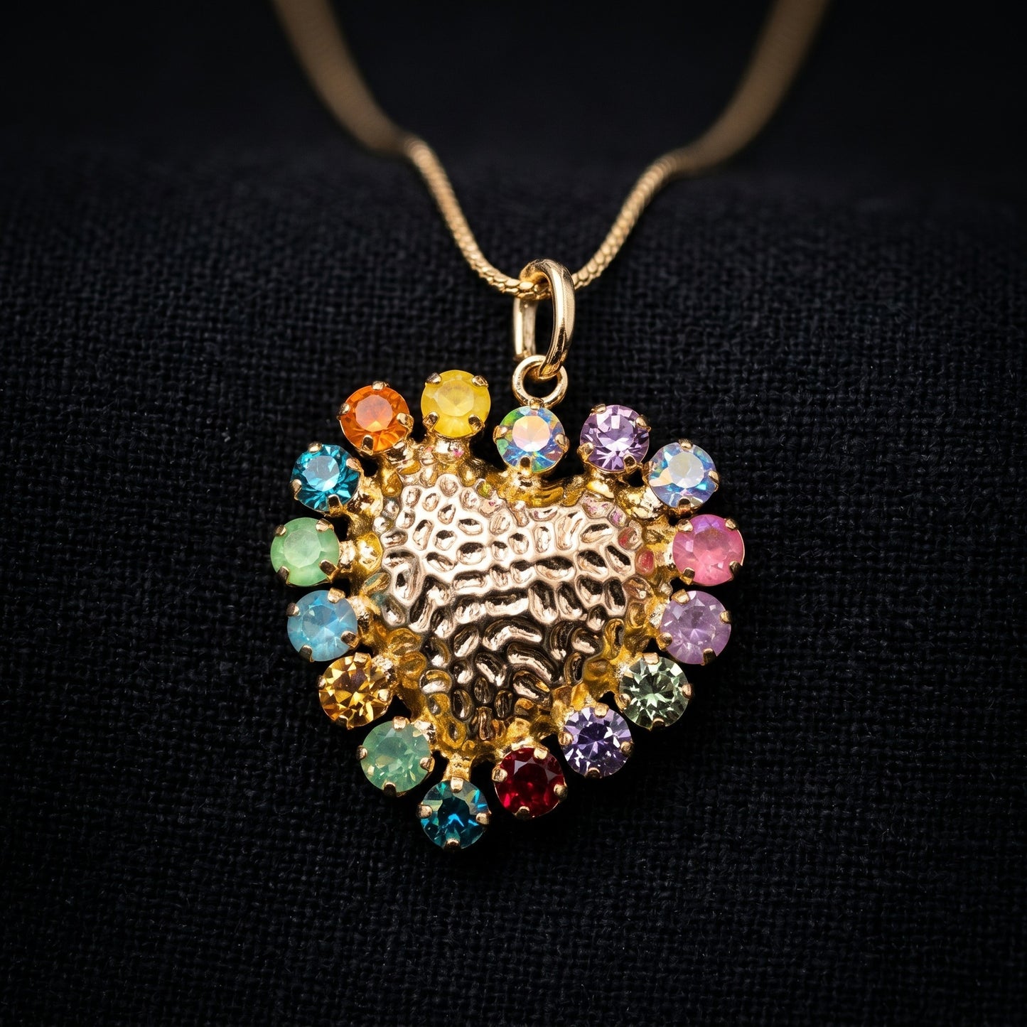 Gold Crystal Heart Pendant