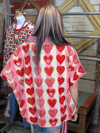 I Love Linen Blue Cheetah with Hearts