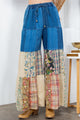 BOHO CHIC: TIERED PATCH INSERTED DENIM PANTS