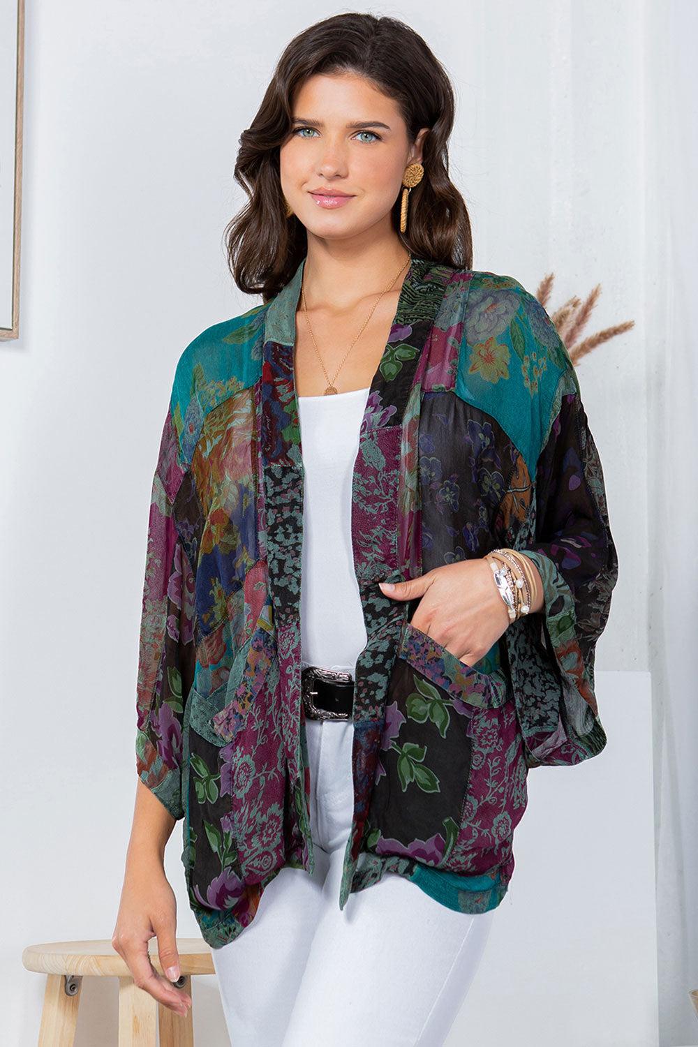 Western Overdyed Patches Kimono