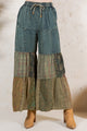 BOHO CHIC: TIERED PATCH INSERTED GRAVEL DENIM PANTS