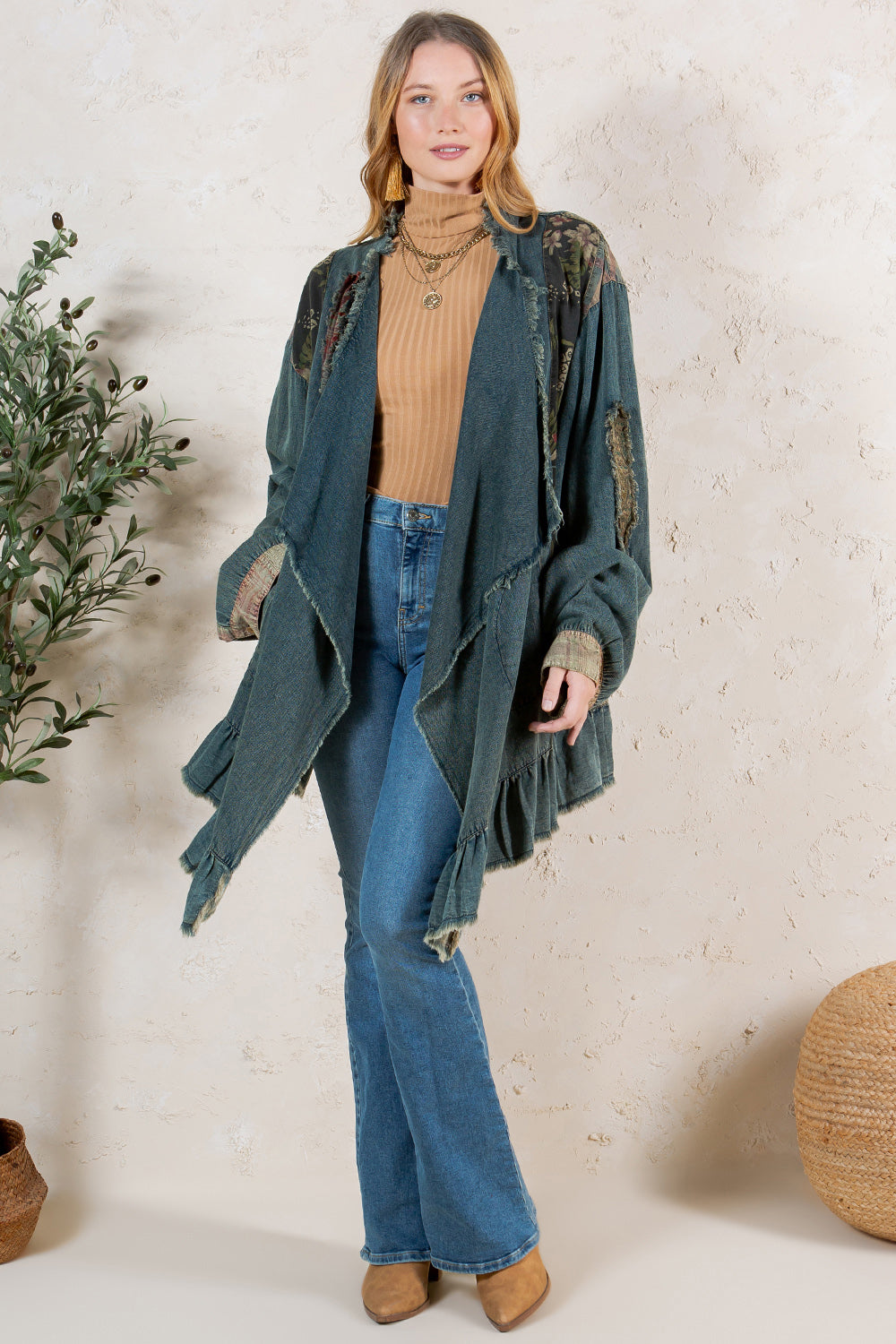 Denim Pathced Shrug
