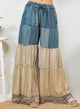 BOHO CHIC: TIERED PATCH INSERTED LATTE DENIM PANTS