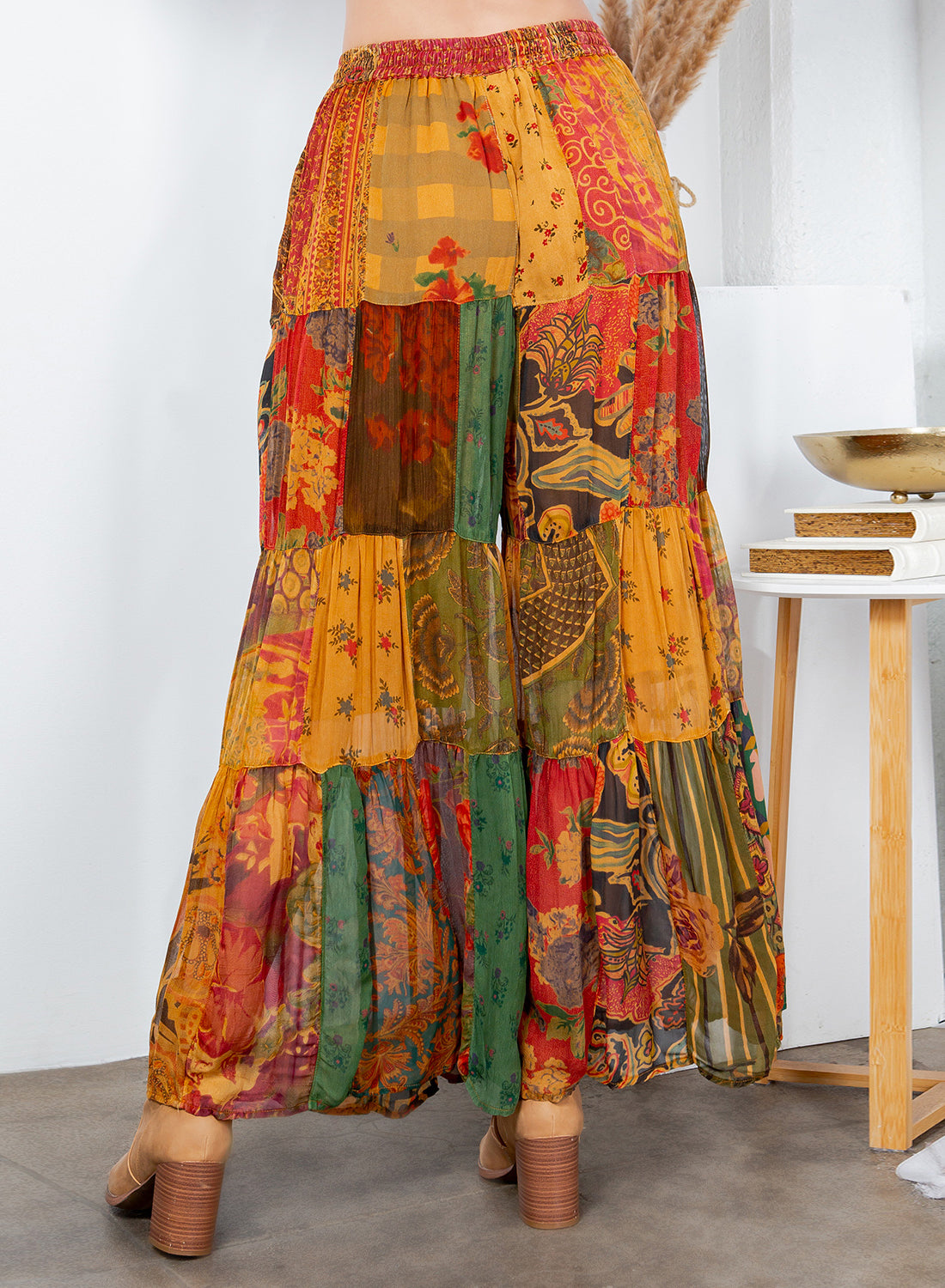 Boho Chic: Amber Tiered Patch Inserted Denim Pants