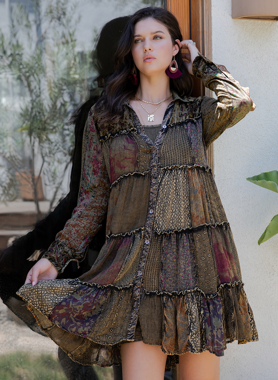 MULTI-EMBROIDERED BABYDOLL JHABLA DRESS