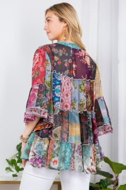 Young Thread CHIC 3/4 SLEEVE OVERDYED CHINESE COLLAR JHABLA TOP