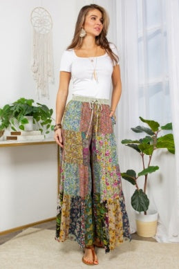 YOUNG THREADS OVERDYED PRINTED TIER PANT
