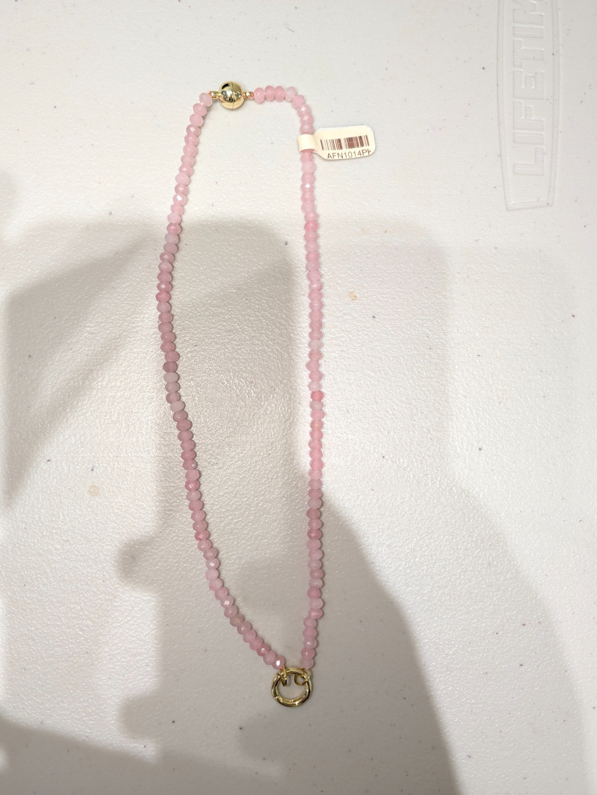 Wafa Color Loop Mini Beaded Necklace in Light Pink