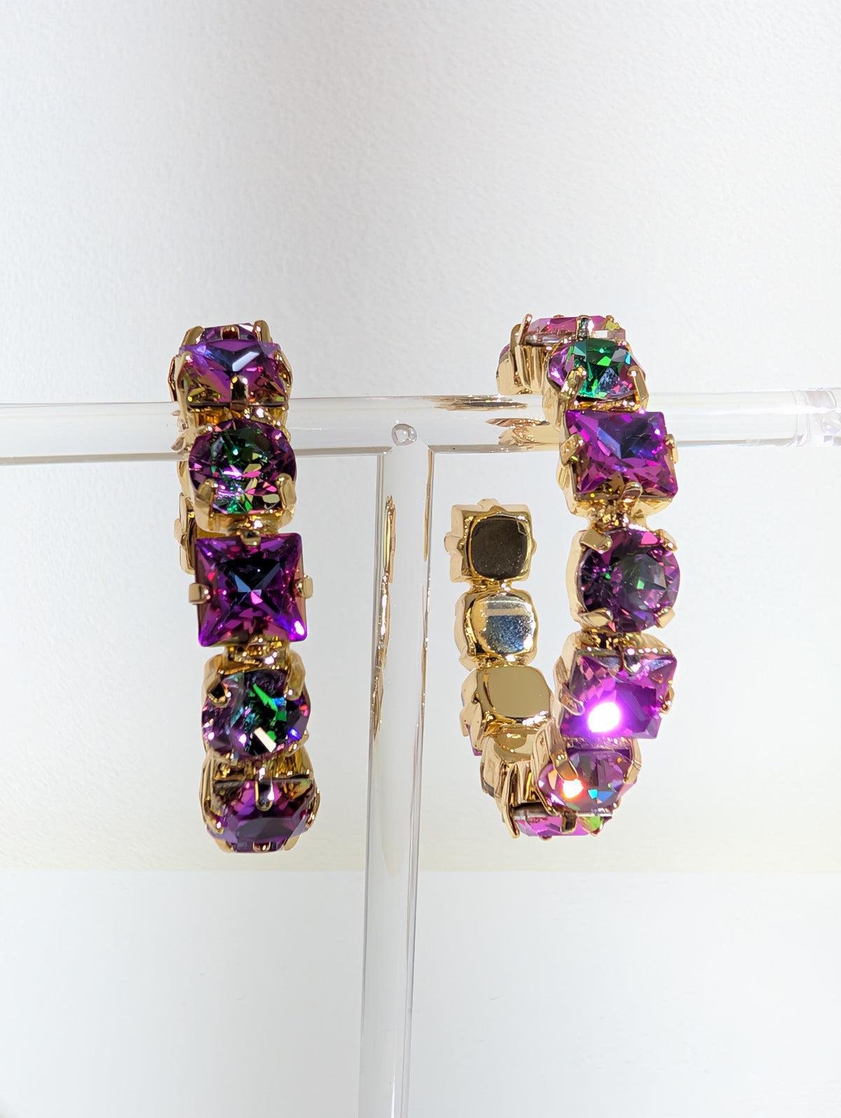 Wafa Color Radiance Hoop Earrings — Purple Rainbow