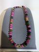 Wafa Confetti Color Beaded Necklace — pink, green, honey and dark blue beads with gold-tone front loop