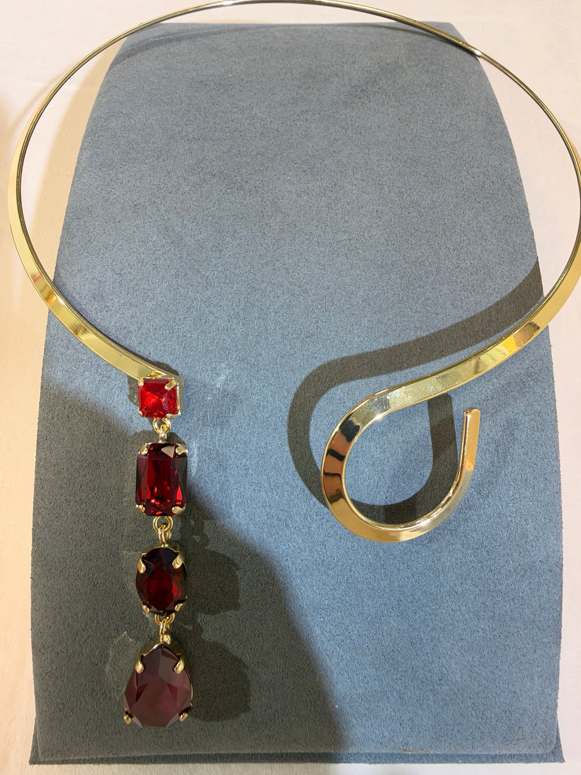 Wafa gold-tone crystal drop collar necklace in Ruby Red