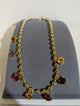 Wafa Golden Bead Charm Necklace — Amber/Berry Mix