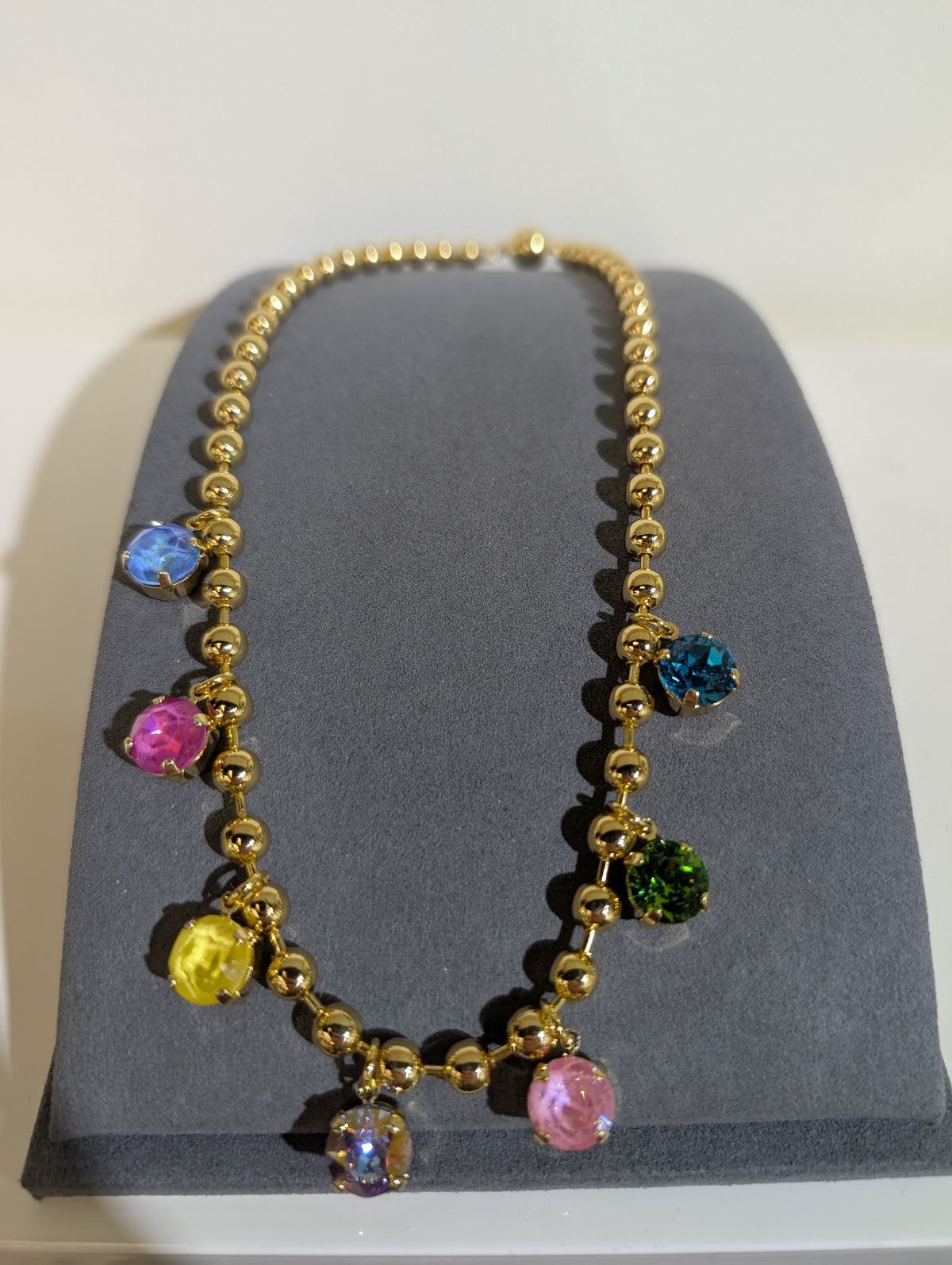 Wafa Golden Bead Charm Necklace — Bright Multicolor