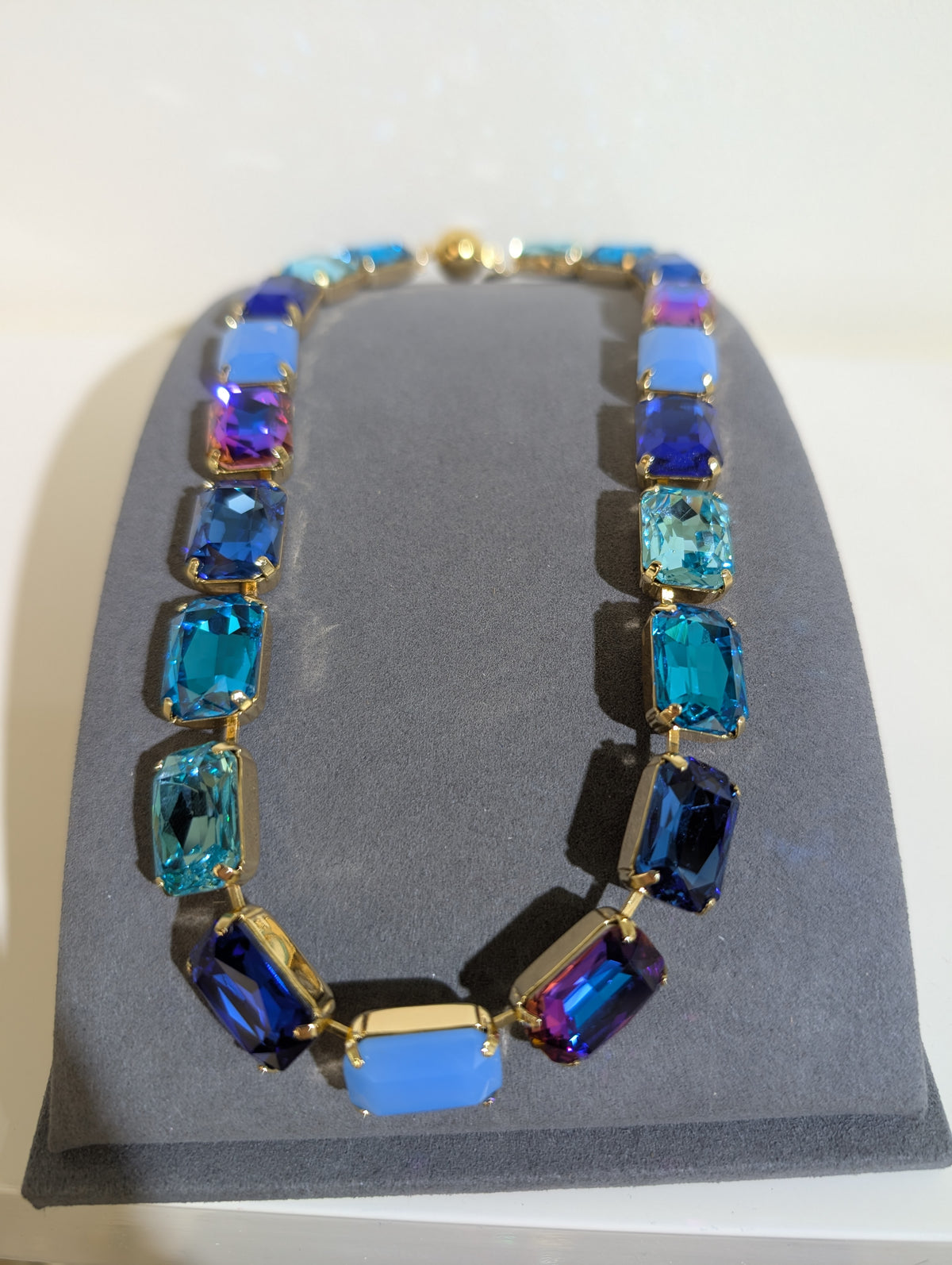 Wafa Grand Rectangle 18-Inch Necklace — Blue Mix