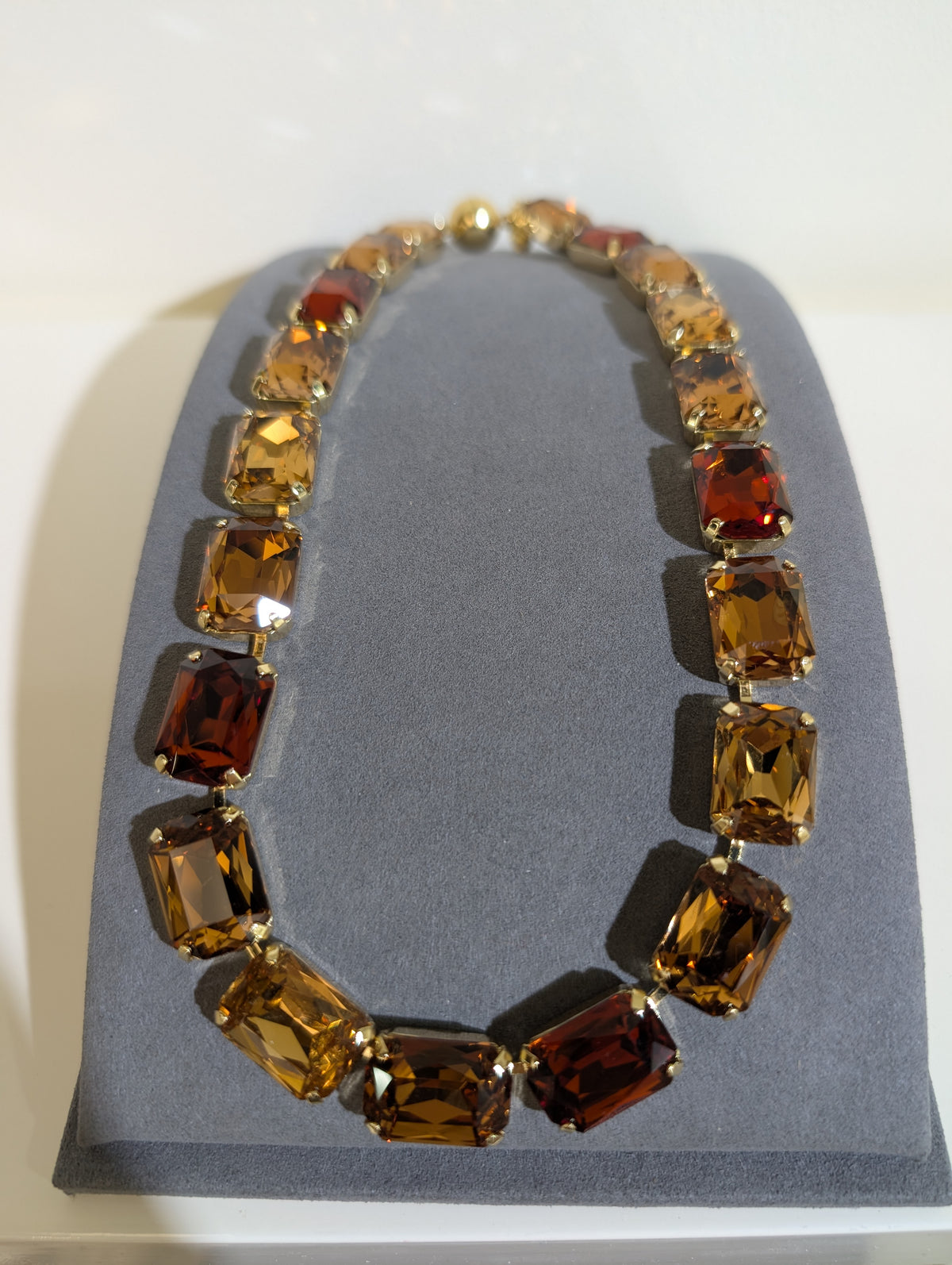 Wafa Grand Rectangle 18-Inch Necklace — Amber Mix