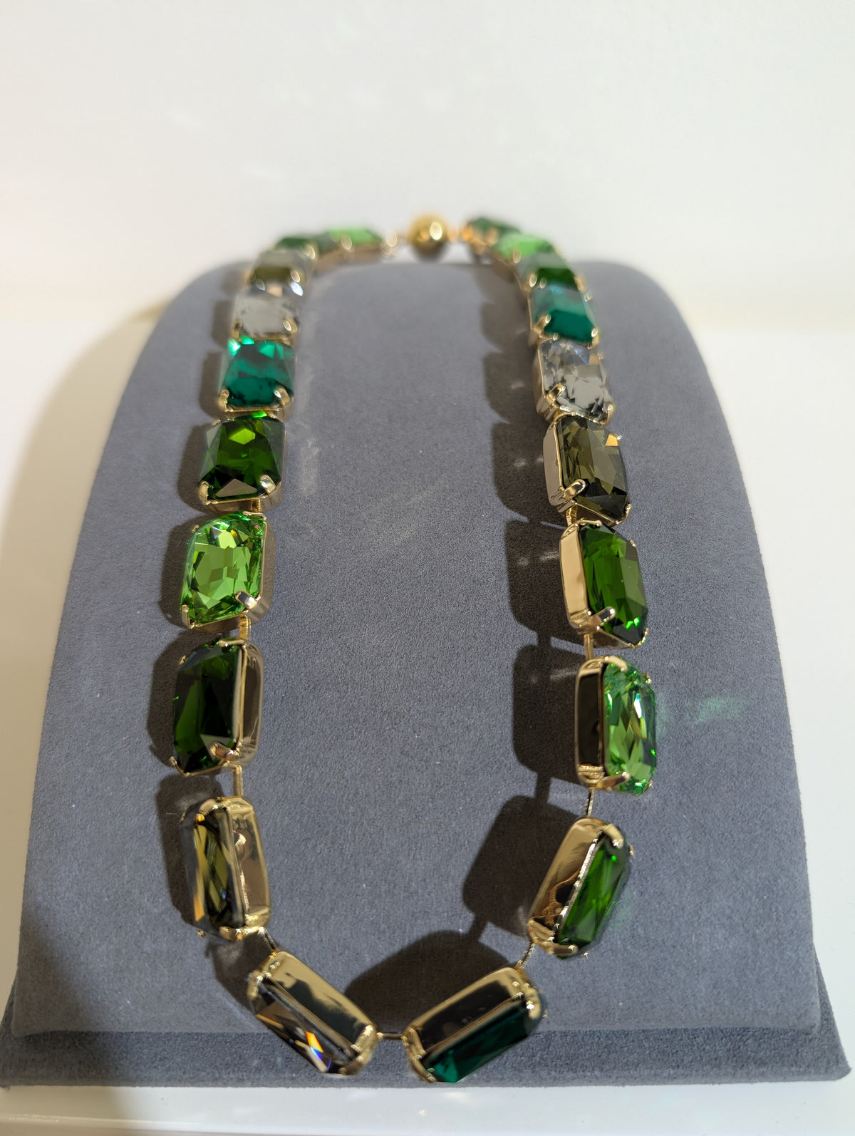 Wafa Grand Rectangle 18-Inch Necklace — Green Mix
