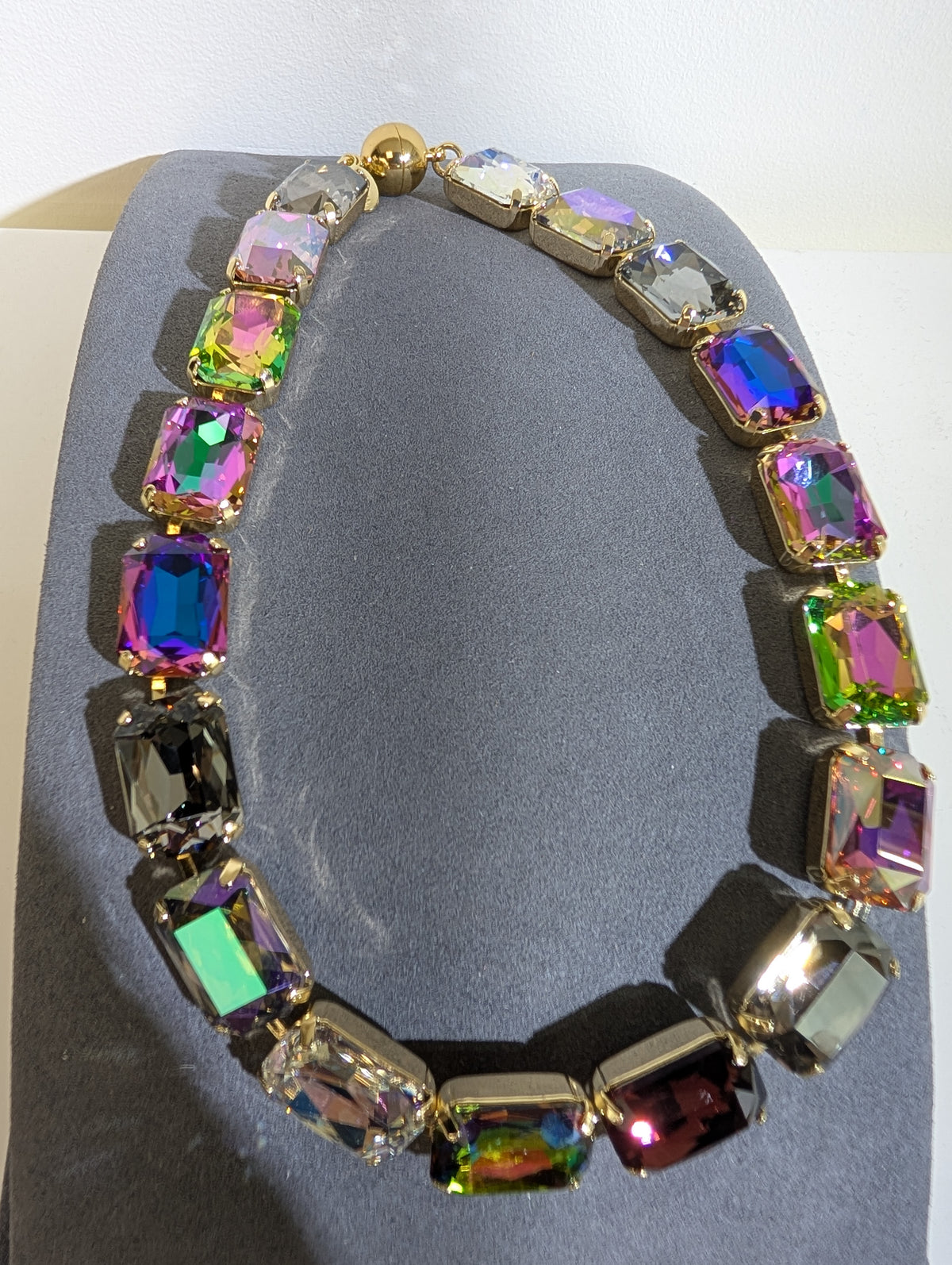 Wafa Grand Rectangle 16-Inch Necklace — Multicolor Iridescent