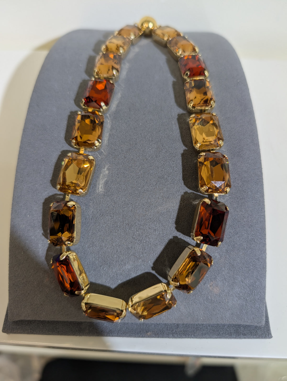 Wafa Grand Rectangle 16-Inch Necklace — Amber Mix