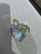 Iridescent crystal heart pendant with silver-tone setting