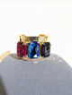 Wafa wide gold-tone cuff with pink, blue, and purple rectangular faceted accents