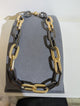Wafa Midnight Gold Link Necklace — oversized dark gray and gold-tone rectangular links