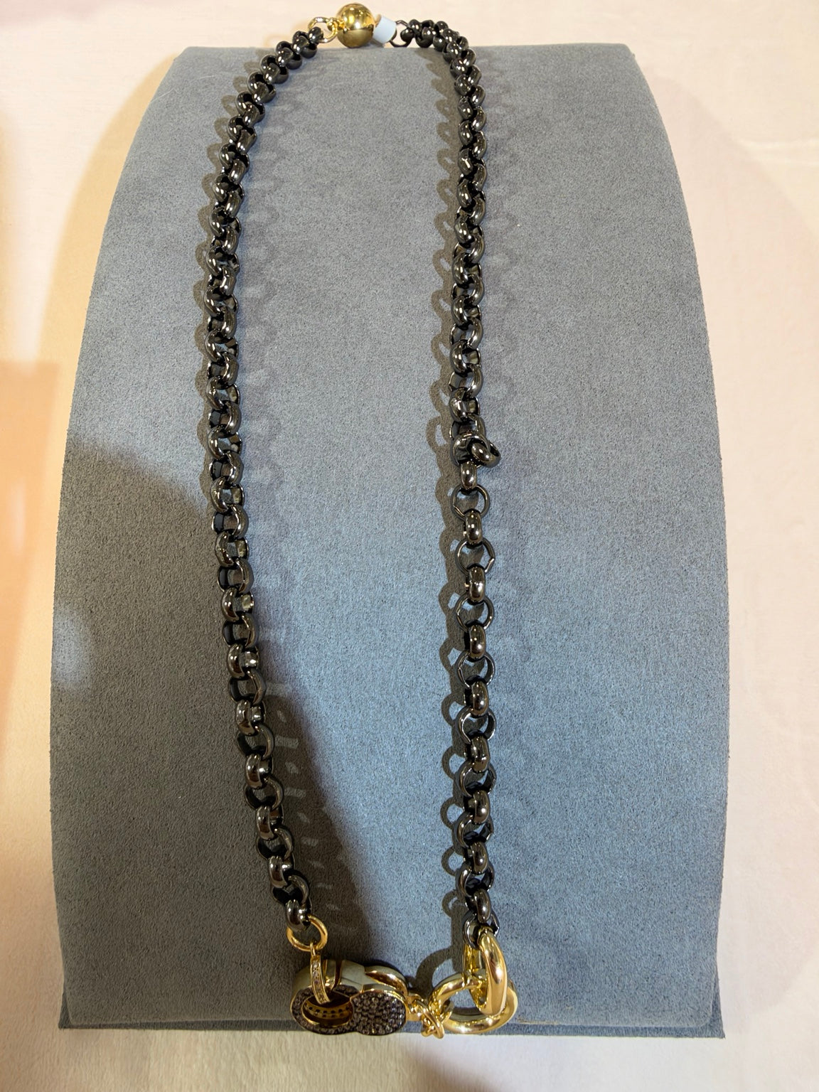 Wafa Midnight Muse Chain Necklace in gunmetal and gold tones
