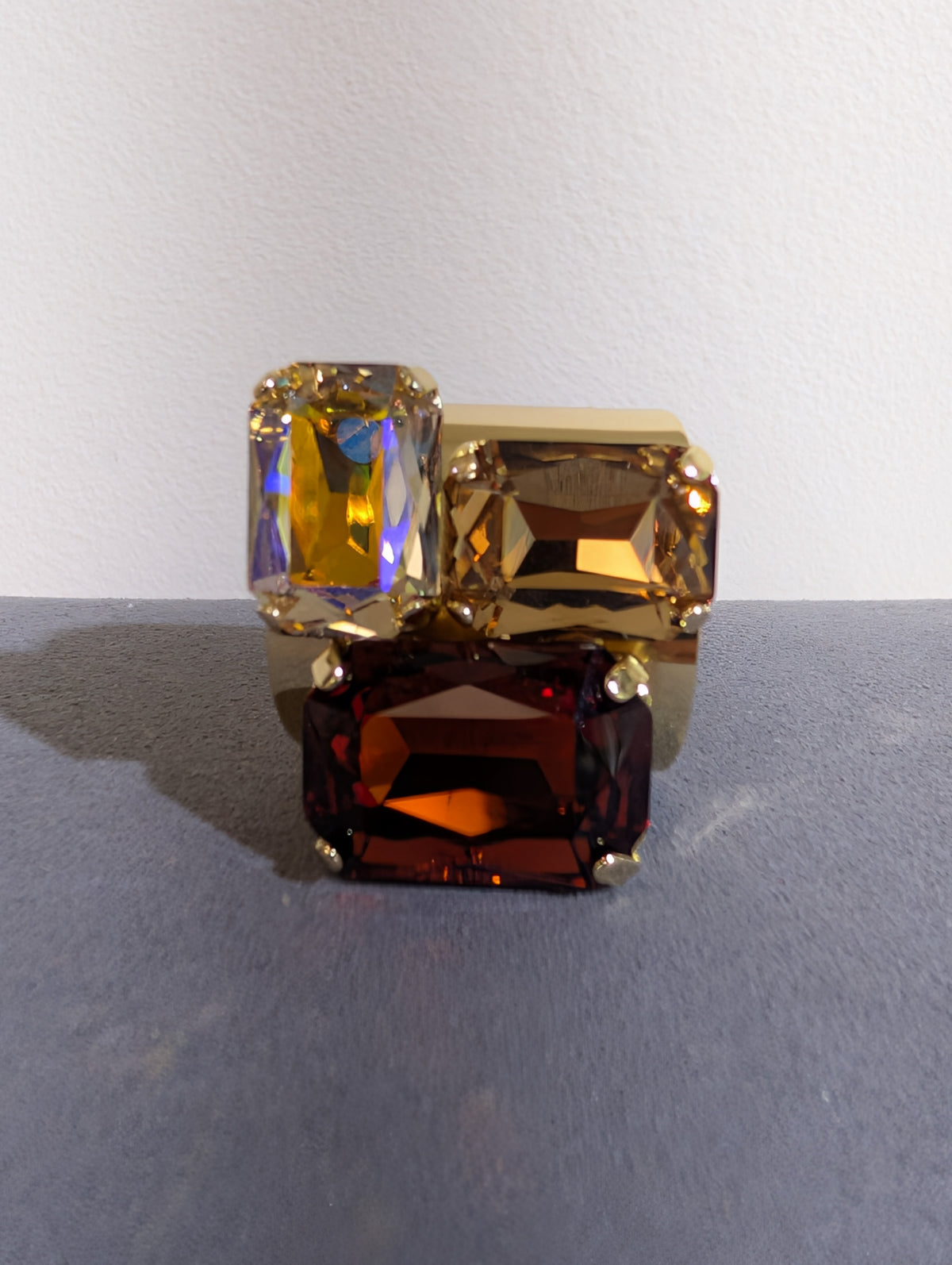 Wafa Mosaic Trio Ring — Amber Mix