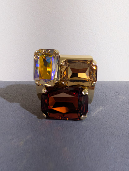Wafa Mosaic Trio Ring — Amber Mix