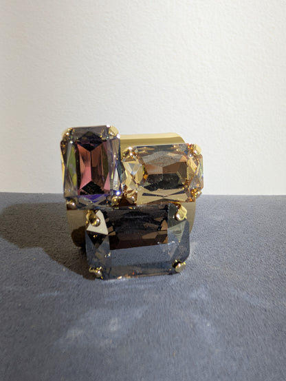 Wafa Mosaic Trio Ring — Iridescent Mix